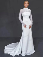 Graceful Wedding Dresses Simple Bridal Gowns Modest Full Sleeves Robes For Formal Party