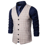 Plaid Striped Vest Men Business Wedding Party Dress Tops Fashion European Style Formal Casual Clothing Homme  Size 3XL-S