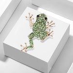 Luxury Green Crystal Frog Brooch With Hat Gold Color Animal Brooches Pins for Women Dress Coat Accessories Jewelry Gifts