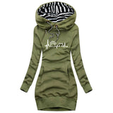 Trending Cat Paw Printed Autumn and Winter Women Fashion Long Hoodie Slim Fit Dress Hoodie Dress Women Long Sleeve Sweater Dress