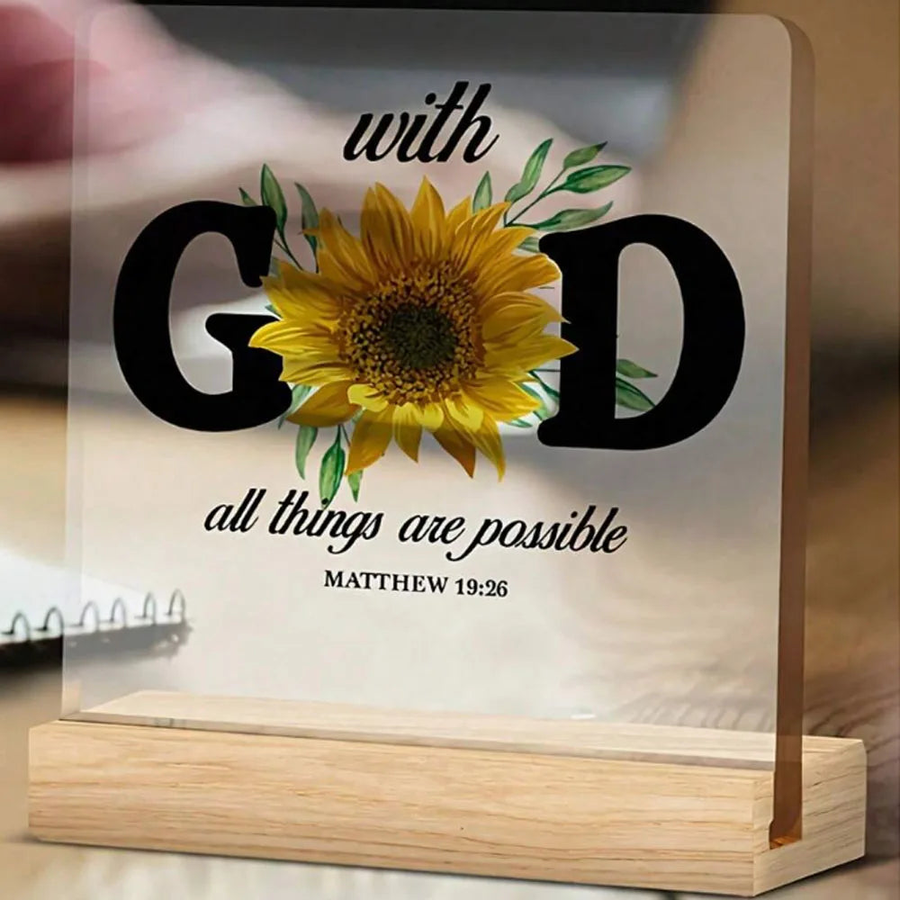 “With God All Things Are Possible” Sunflower Desk & Home Decor