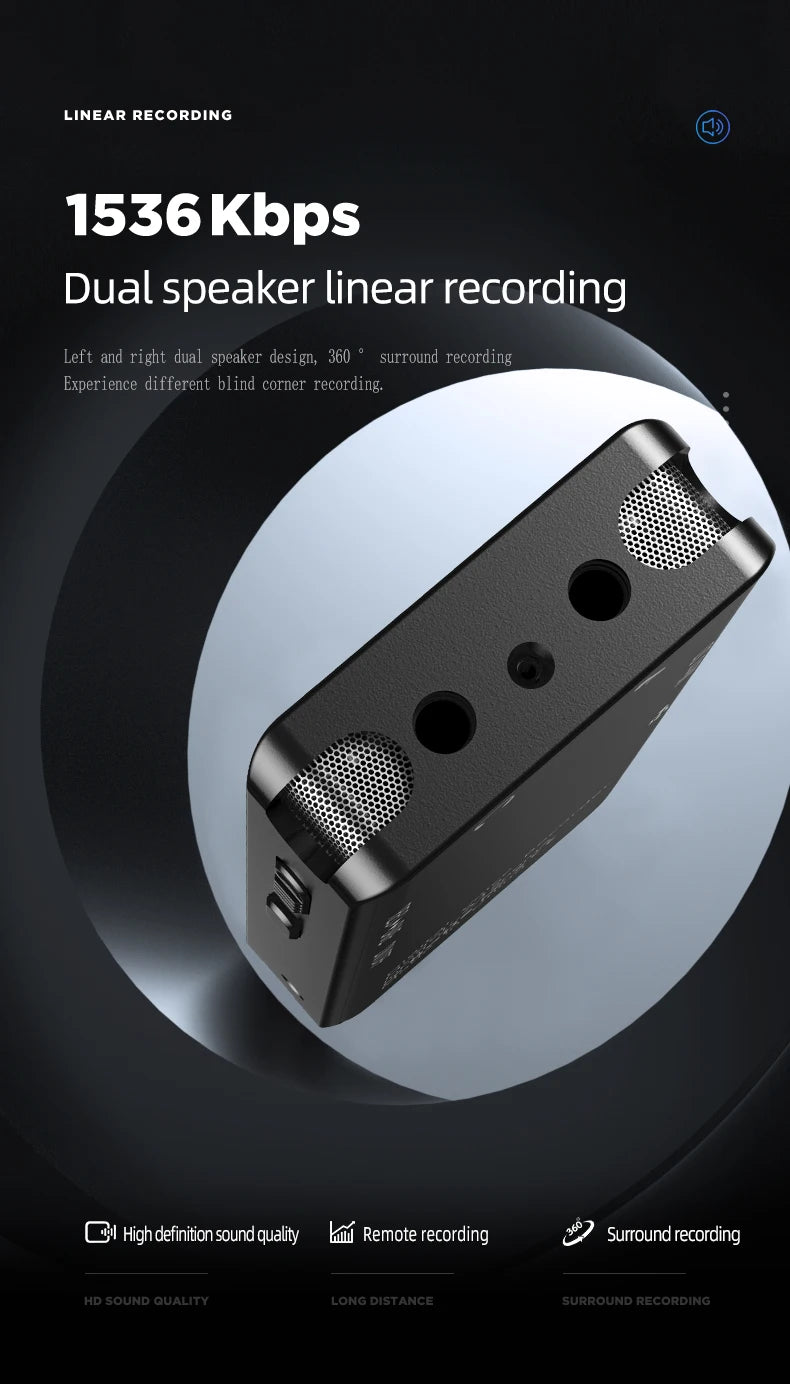 Large Screen C‑Type Rechargeable Voice Recorder