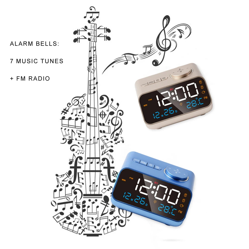 Modern LED Alarm Clock with FM Radio