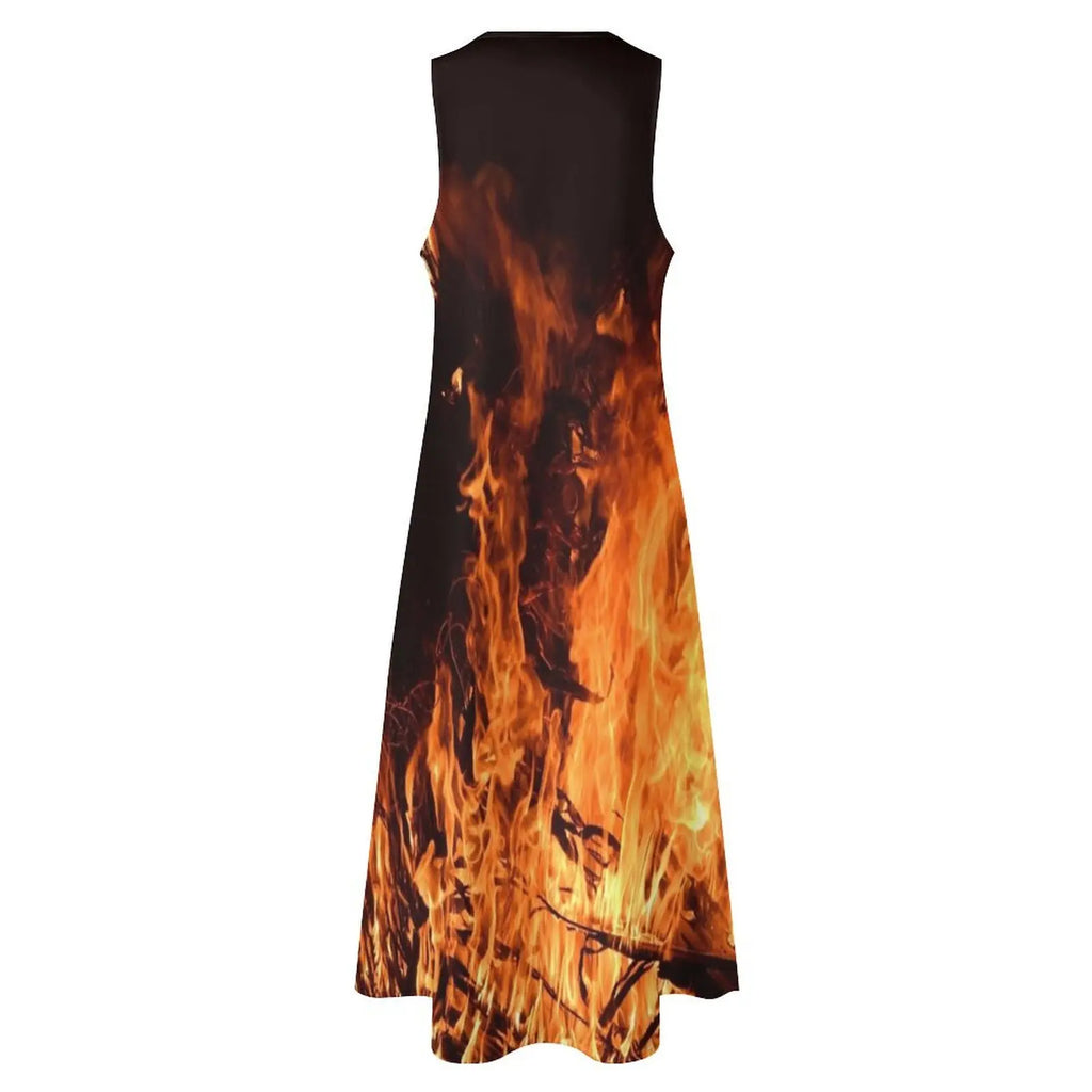 Fire, flames at night, campfire Long Dress birthday dresses for women luxury dresses Dress