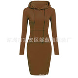 Brand New Women Sweatshirt Hooded Hoodies Long Sleeve Solid Sweatshirts Casual Sweatshirt Pullover Jumper Long Top Mini Dress