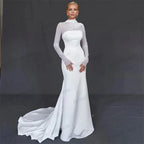 Graceful Wedding Dresses Simple Bridal Gowns Modest Full Sleeves Robes For Formal Party