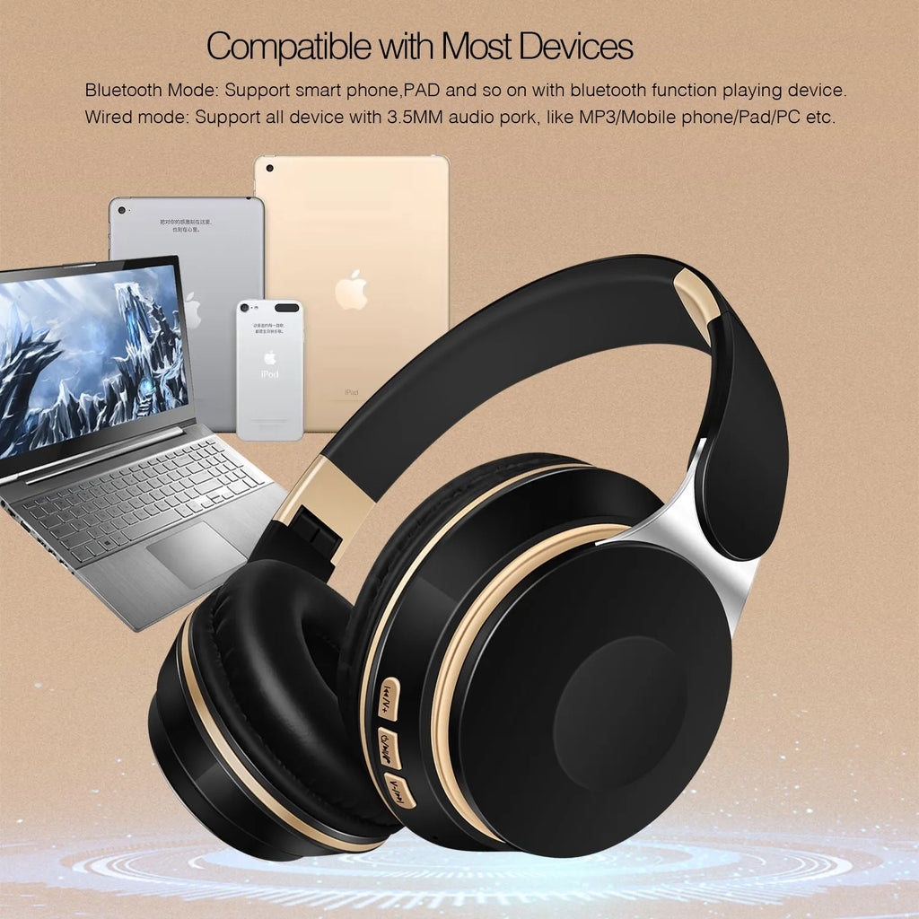 Wireless Bluetooth Headphones with Mic & SD Card