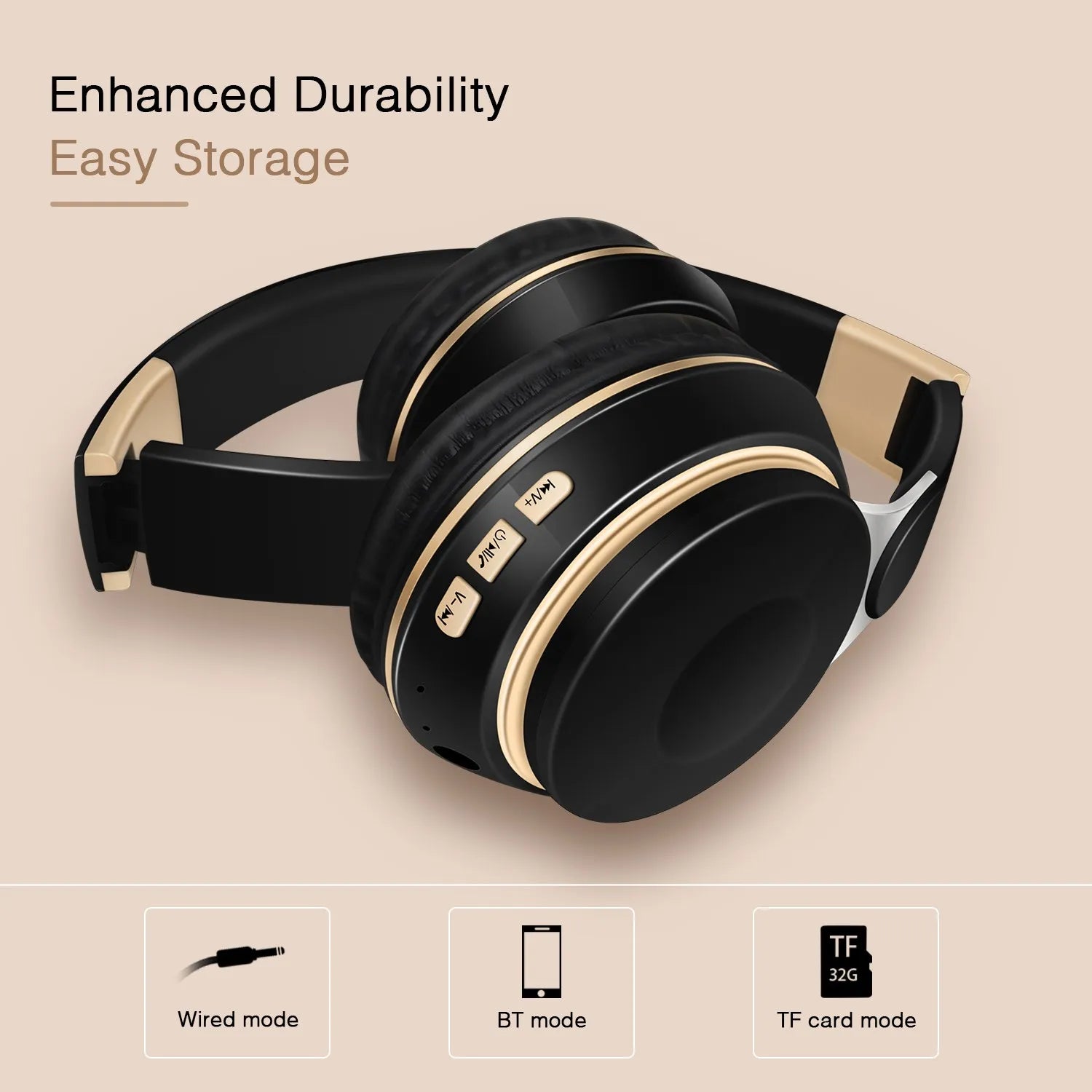Wireless Bluetooth Headphones with Mic & SD Card