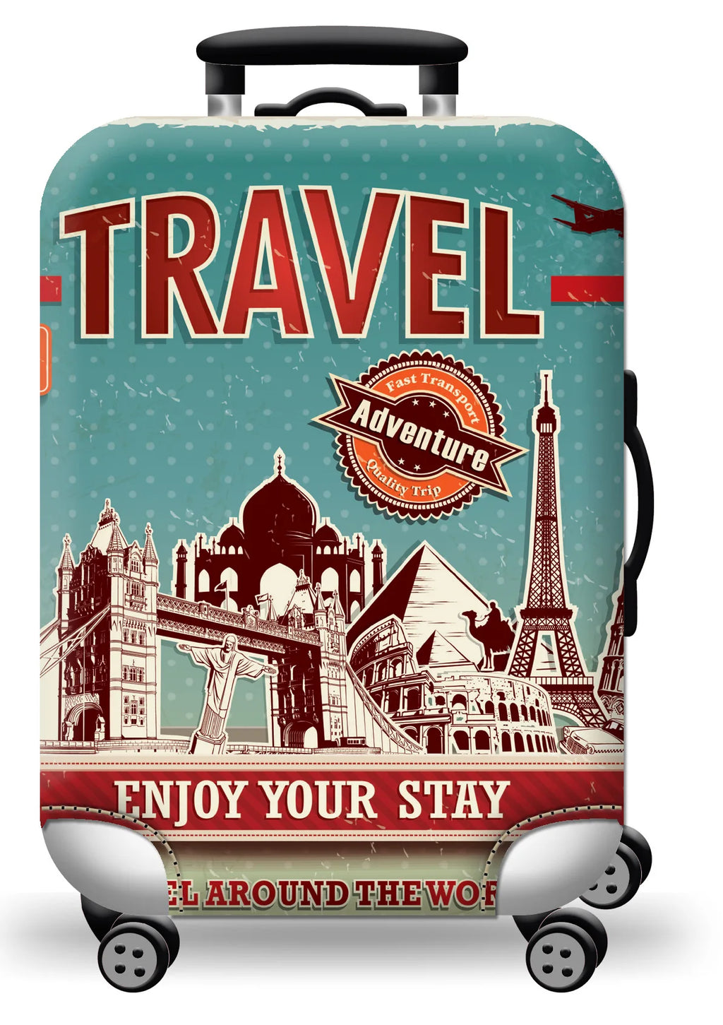 Thick Elastic World Map Luggage Cover
