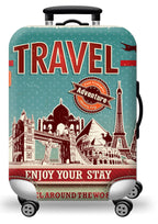 Thick Elastic World Map Luggage Cover
