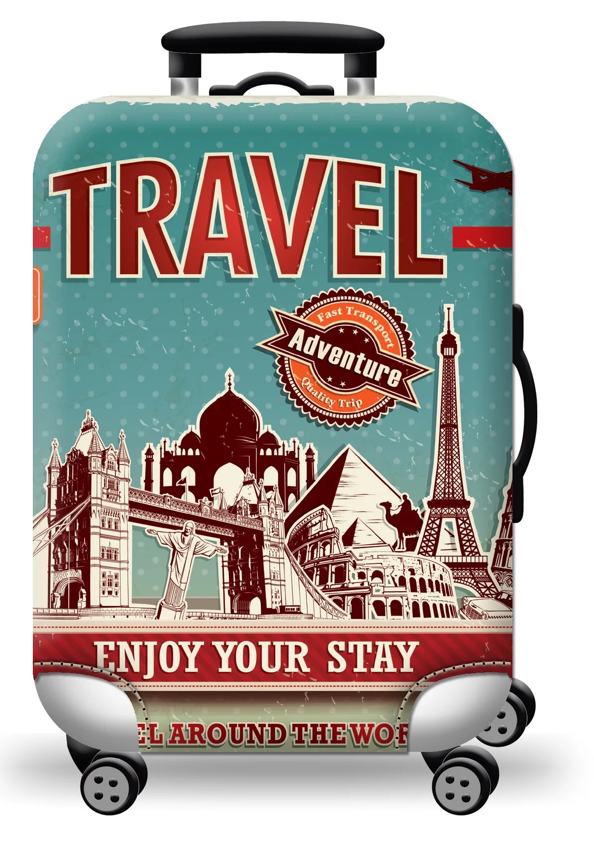 Thick Elastic World Map Luggage Cover