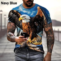 New Fashion Eagle 3d Fashion Men's T-shirt Short-Sleeved