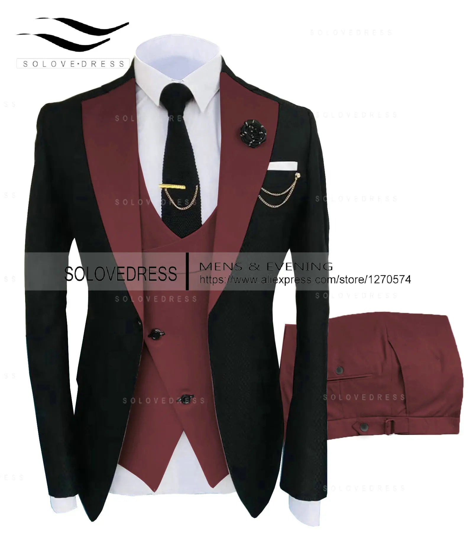 (Jacket + Vest + Pants) Suits for Men Casual Business Suit High-End Social Formal Suit 3 Pcs Set Groom Wedding Men