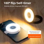 Portable 2500K-9000K Phone Fill Light with 3 Modes & Built-In Mirror