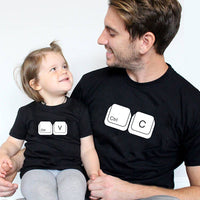 keyboard copy CTRL CV English alphabet print parent-child T-shirt