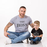 the boss English alphabet printing family parent-child t-shirt