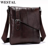 WESTAL Men Leather Messenger Bag Men&#39;s Shoulder Bag Genuine Leather Men&#39;s  Small Casual Flap Male Crossbody Bags For Men 8240